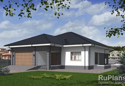 АКЦИЯ СБ-211  Одноэтажный дом с террасой и гаражом  20,1 x 23,9 м