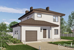 РН-322 Дом с гаражом и тремя спальнями  11,3 x 12,4 м.