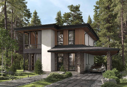 РВ-223 Двухэтажный дом с тремя спальнями и кабинетом 13.7*12.7м.